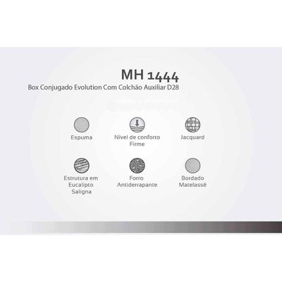 Cama Box Baú C-auxiliar Universal Solteiro Mh1444 Milano Jacquard White (88x188x43) - Herval
