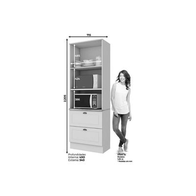 Paneleiro De Cozinha Modulado Americana C/ 2 Portas E 2 Gavetas (2 Fornos) 71.5cm Cinza/natureHenn