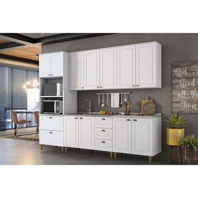 Paneleiro De Cozinha Modulado Americana C/ 2 Portas E 2 Gavetas (2 Fornos) 71.5cm Cinza/natureHenn