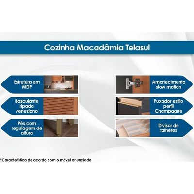 Paneleiro De Cozinha Modulado Macadâmia 70cm P/ Micro E Forno Freijo/branco - Telasul