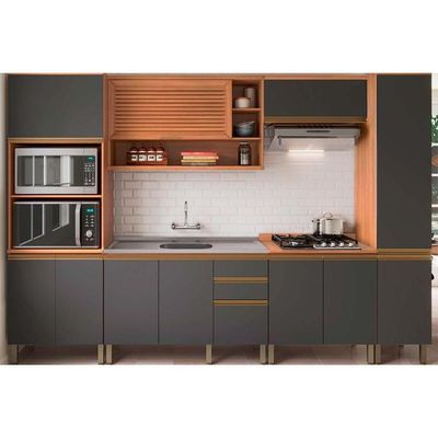 Paneleiro De Cozinha Modulado Macadâmia 70cm P/ Micro E Forno Freijo/branco - Telasul