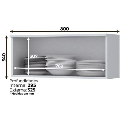 Armário De Cozinha Modulado Americana C/ 1 Porta Basculante 80cm Cinza - Henn
