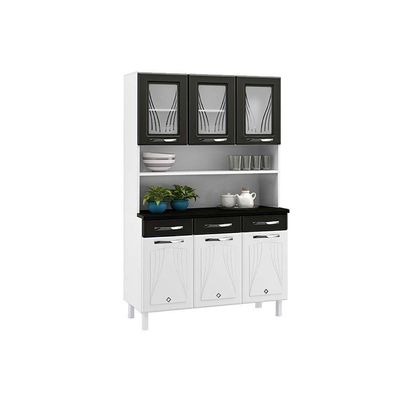 Cozinha Compacta Star New C/ 6 Portas (3 C/ Vidro) E 3 Gavetas 120cm Branco - Telasul
