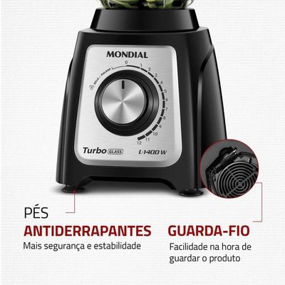 Liquidificador Mondial Turbo Glass L-1400-Gi L-1400-Gi 127V/60Hz
