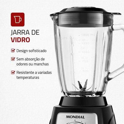Liquidificador Mondial Turbo Glass L-1400-Gi L-1400-Gi 127V/60Hz