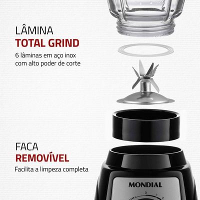 Liquidificador Mondial Turbo Glass L-1400-Gi L-1400-Gi 127V/60Hz