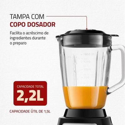 Liquidificador Mondial Turbo Glass L-1400-Gi L-1400-Gi 127V/60Hz