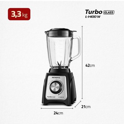 Liquidificador Mondial Turbo Glass L-1400-Gi L-1400-Gi 127V/60Hz
