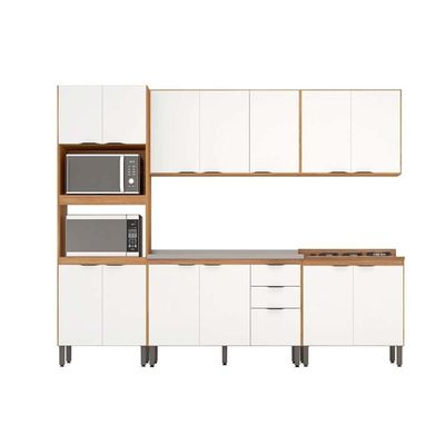 Cozinha Modulada Completa Fhr001 Firenze 2 Aéreos 2 Balcões 1 Paneleiro 5pçs Avena/grafito Demóbile