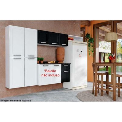 Cozinha Compacta Dona Maria 3pçs ( Armário Paneleiro Complemento) Cpt10 Branco/Preto - Bertolini