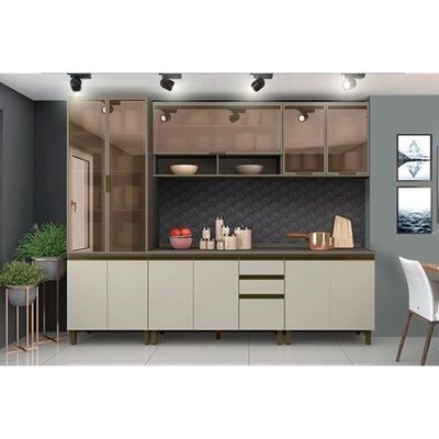 Cozinha Completa Connect ( Armários Balcões Paneleiro Complementos) Duna/cristalHenn