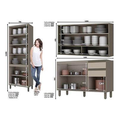 Cozinha Completa Connect ( Armários Balcões Paneleiro Complementos) Duna/cristalHenn