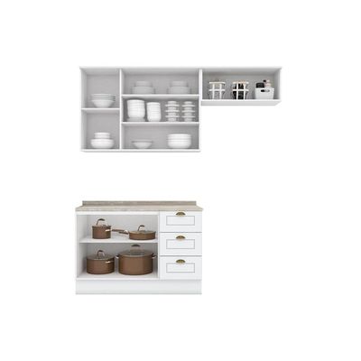 Cozinha Completa Americana (2 Aéreos, 1 Balcão, 1 Complemento) 4 Peças Branco - Henn