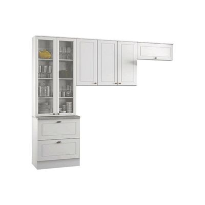 Cozinha Compacta Americana 3 Peças (2 Armários + 1 Paneleiro) Cpt07 Branco - Henn