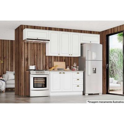 Cozinha Modulada Completa Americana 5pçs (3 Armários + 1 Balcão + 1 Complemento) C5P11 Branco - Henn