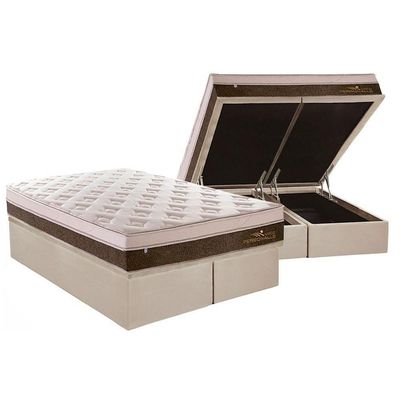 Cama Box Baú Queen: Colchão Molas Ensacadas Plumatex Masterpocket Personalle + Base Clean(158X198)