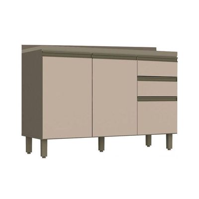 Gabinete De Cozinha Modulado Balcão Connect 3 Portas E 2 Gavetas C/tampo Duna/cristal - Henn