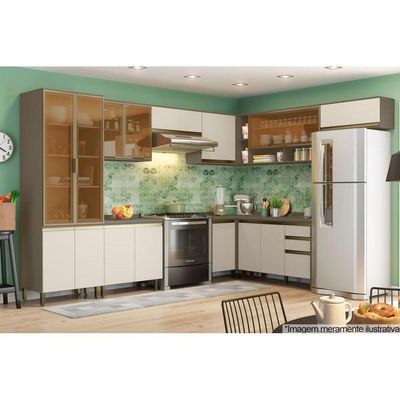 Gabinete De Cozinha Modulado Balcão Connect 3 Portas E 2 Gavetas C/tampo Duna/cristal - Henn