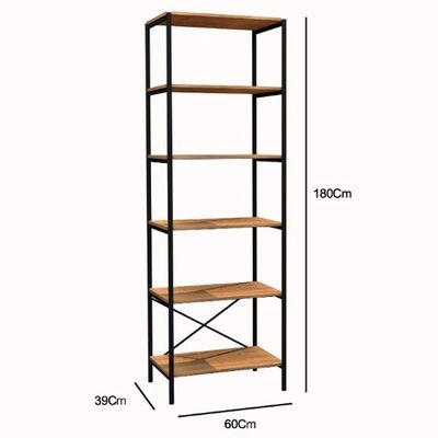Kit 02 Estantes Livreiro Multiuso Trento Estilo Industrial 180Cm Demolição Preto - Abmaza