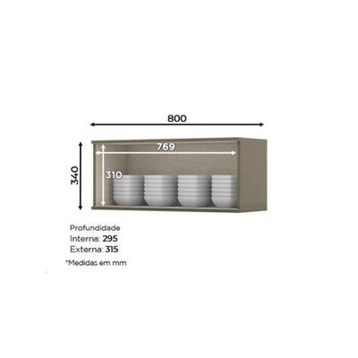 Armário Aéreo P/ Cozinha Connect 80cm 1 Porta Basculante Duna/cristal - Henn