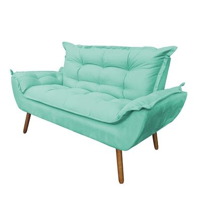 Namoradeira Decorativa Opala 2 Lugares Suede Azul Tiffany