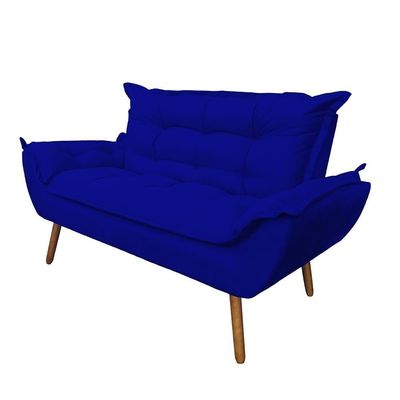 Namoradeira Decorativa Opala 2 Lugares Suede Azul Marinho