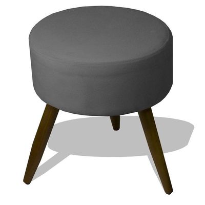 Kit 2 Poltronas Opalas Com Puff Redondo Suede Grafite