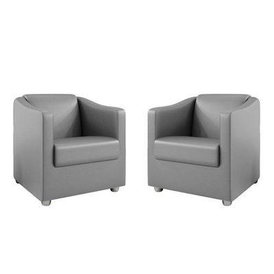 Kit 2 Poltronas Decorativa Ana Corano Cinza Pés Cromado