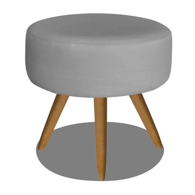 Kit 2 Poltronas Opalas Com Puff Redondo Suede Cinza