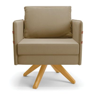 Kit 01 Namoradeira 02 Lugares E 01 Poltrona Mari Suede Marrom Rato Base De Madeira Ma30 - D'Rossi