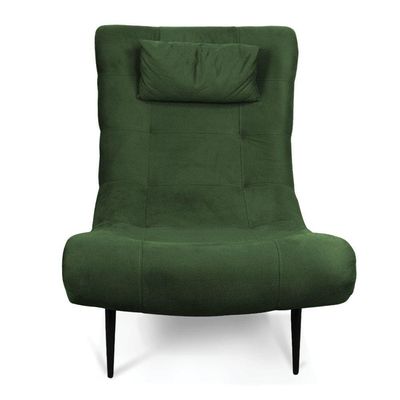 Kit 01 Poltrona E 01 Puff Sher Suede Pés Palito De Ferro - D'rossi Cor Verde