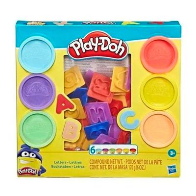 Massa de Modelar Playdoh Conjunto de Letras com 6 Potes UNICA