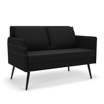 Kit 01 Namoradeira E 02 Poltronas Suede Preto