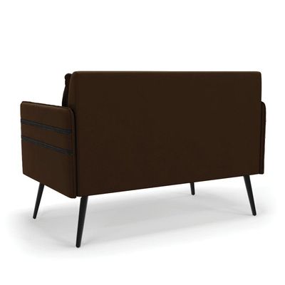 Namoradeira 02 Lugares Mari Suede Marrom Pés Palito De Ferro