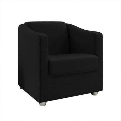 Poltrona Decorativa Ana Suede Preto Pés Cromado - Pallazio