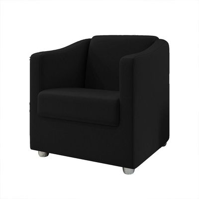 Poltrona Decorativa Ana Suede Preto Pés Cromado - Pallazio