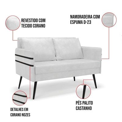 Kit 01 Namoradeira E 02 Poltronas Corano Branco