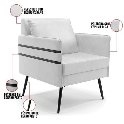 Kit 01 Namoradeira E 02 Poltronas Corano Branco