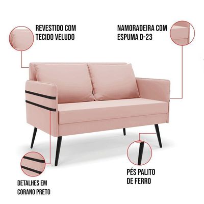 Kit 01 Namoradeira 02 Lugares E 01 Poltrona De Ferro Rose