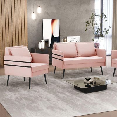 Kit 01 Namoradeira 02 Lugares E 01 Poltrona De Ferro Rose