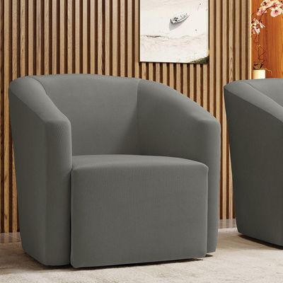 Poltrona Stella Max Suede Grafite Base Giratória - D'rossi
