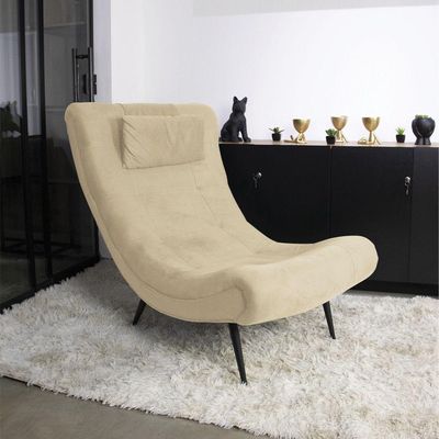 Kit 02 Poltronas Sher Suede Pés Palito De Ferro Bege