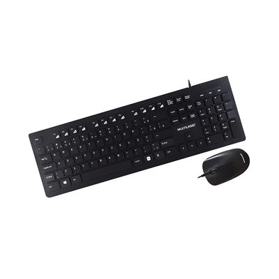 Kit Teclado Multimídia e Mouse Multilaser Slim com Fio USB Preto TC240