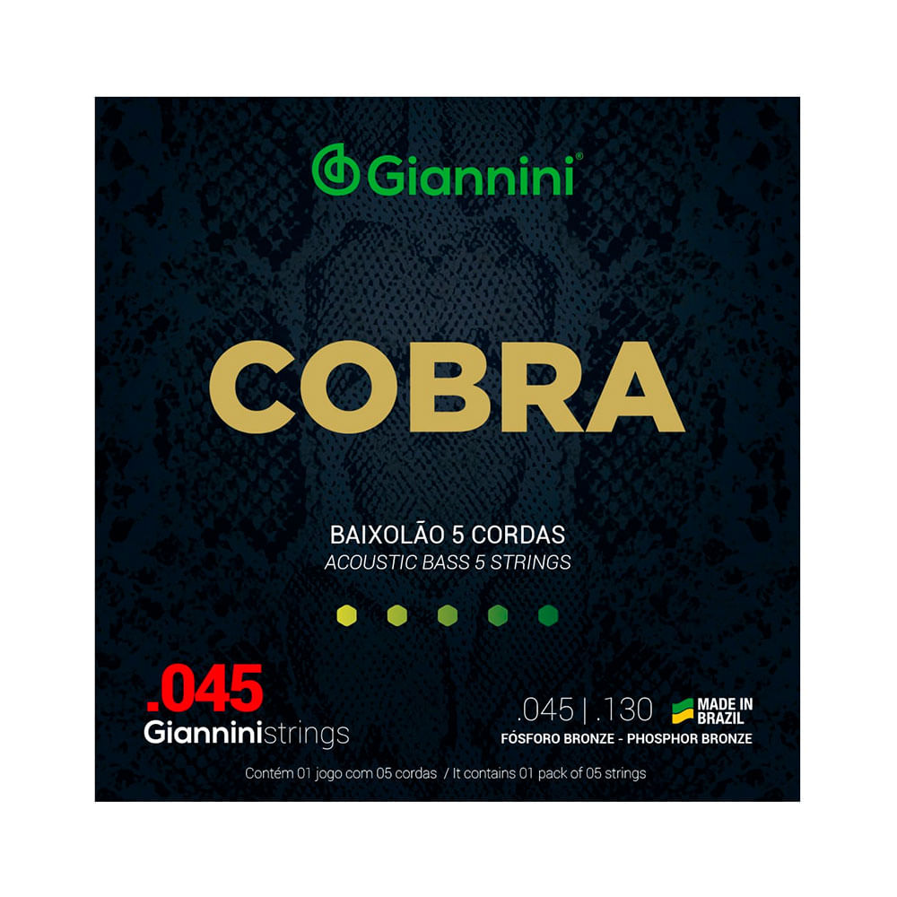 Corda Giannini Cobra P/ Baixolão GEEBASF5 5 Cordas 45/130 - EC0036