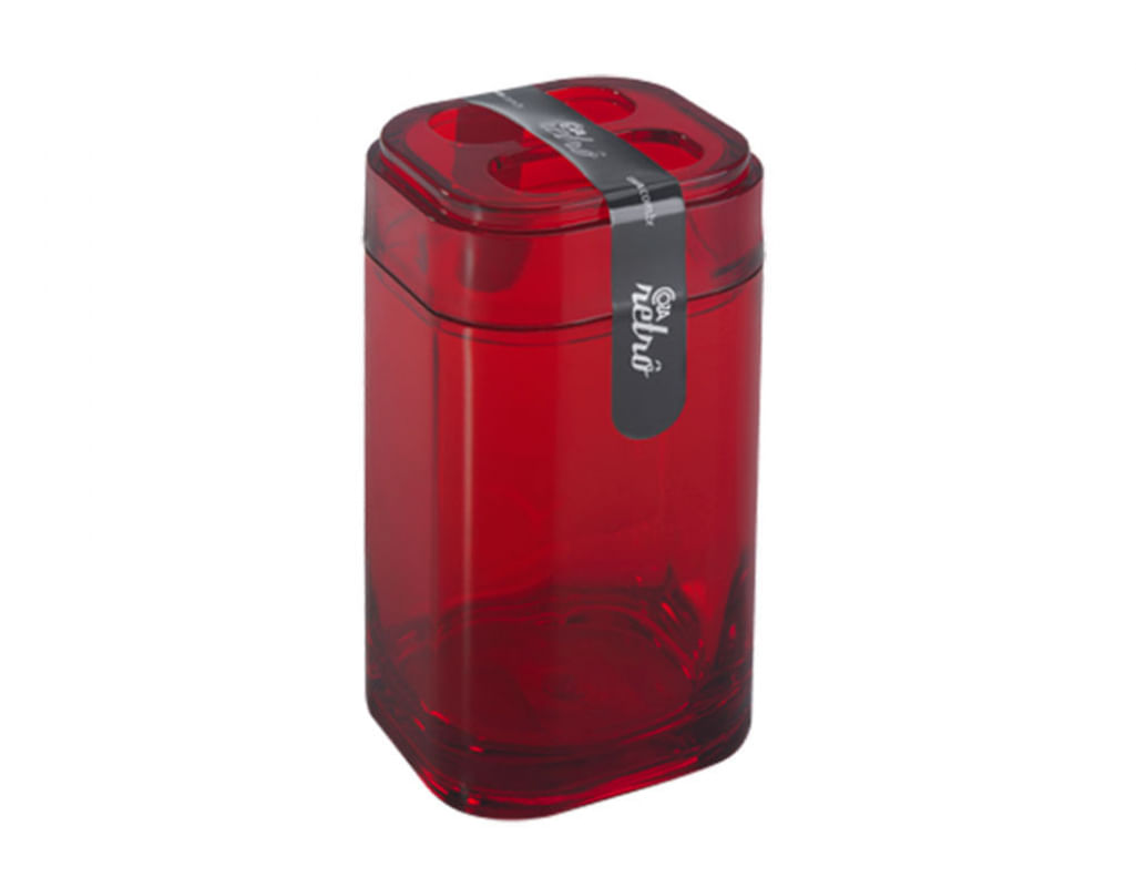 Porta-Escova Coza 6,5 x 6,5 x 12,7 cm Splash Vermelho