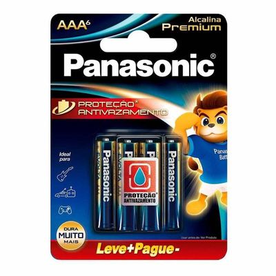 Pilha Alcalina Premium Panasonic Aaa Palito Cartela C-6 Lr03egr-6b192 - Pç - 6