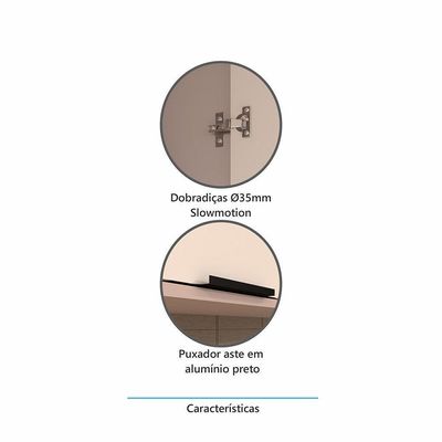 Armário Aéreo 80cm 2 Portas 1 Prateleira Stylo Luciane Móveis Cinammon