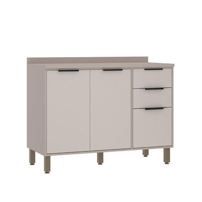 Balcão 120cm 2 Portas E 3 Gavetas Com Tampo Stylo Luciane Móveis Cinammon-beige
