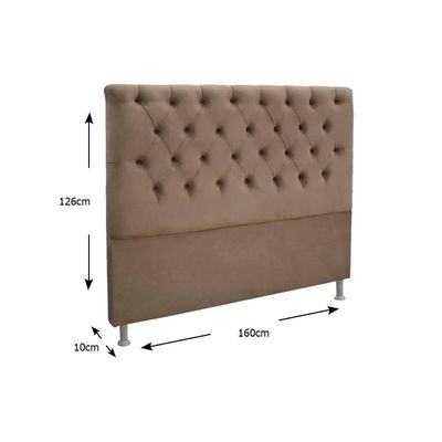 Cabeceira Cama Box Estofada Queen Queen Embaixatriz Plus Suede Marrom Chocolate - Simbal