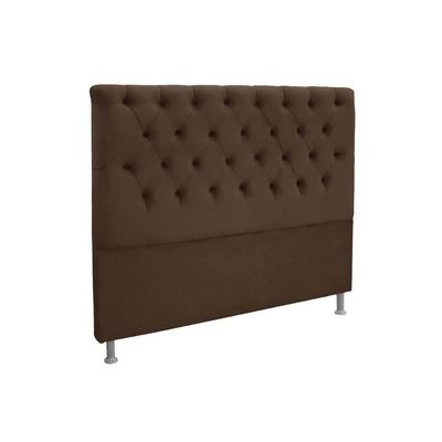 Cabeceira Cama Box Estofada Queen Queen Embaixatriz Plus Suede Marrom Chocolate - Simbal